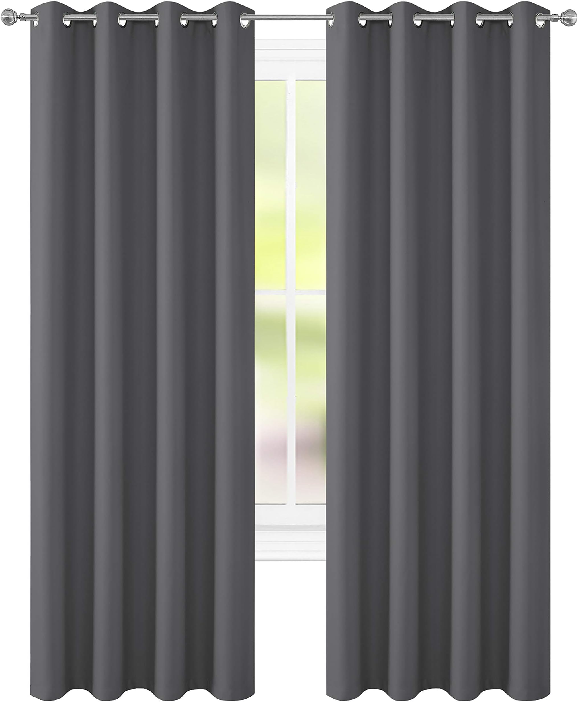 FLOWEROOM Blackout Curtains for Bedroom, Grey Blackout Curtains 84 Inches Long, Room Darking Window Curtains for Living Room 2 Panels Set, 52 x 84 Inch