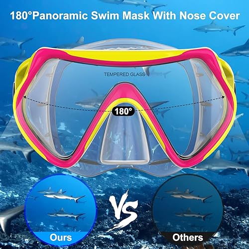 Diving Mask for Adults, Swim Goggles with Nose Cover, Swim Masks