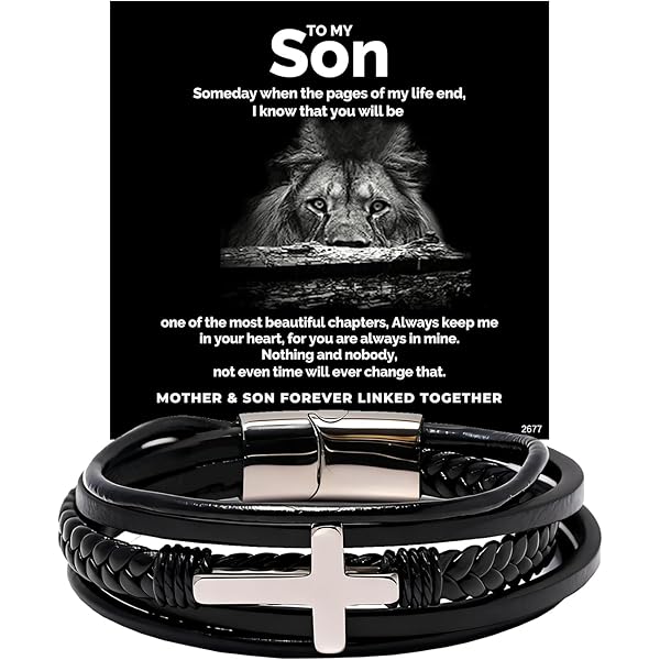 Amazon.com: Ziella To My Grandson Cross Leather Bracelet