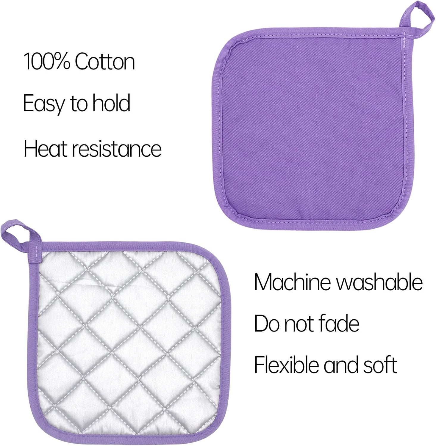 Jehdhe Pot Holders (Pack of 8) - Cotton Pot Holders for Kitchen - 7 x 7 Inches Pot Holders Heat Resistant (Multicolor): Kitchen & Dining