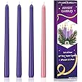 4 Pack Advent Taper Candles Premium Hand Dipped 10in Unscented Christmas Taper Candles - Ideal for Seasonal Celebrations, Holidays, Church, Celebration, Party