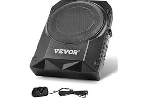 VEVOR 10" 400W Underseat Car Subwoofer, Slim Powered Car Subwoofers Under The Seat, Low Profile Audio Sub Built-in Amplifier,