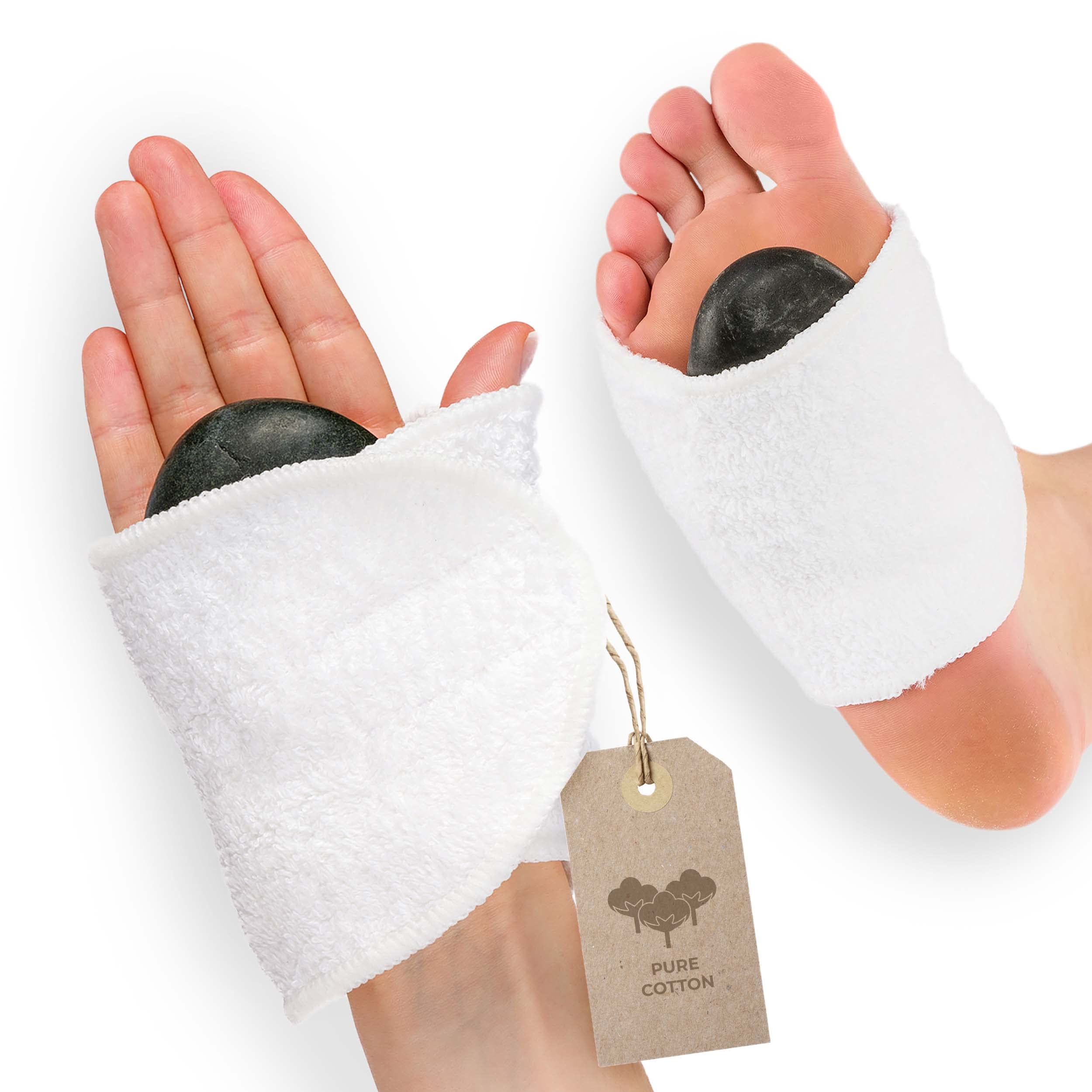 Massage-Expert Hot Stone Massage Bandage/wrap with Velcro Fastener [1 Pair], for Convenient Foot and Hand Massage Preparation, Pure Cotton (Terry Quality)