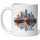 Austin Texas Ceramic Coffee Mug 11oz USA Music Culture Live Music Capital of the World – Tea Coffee Mug with Comfortable Grip – Unique Travel Gift Cup for Office or Home – Vibrant Print ID44991