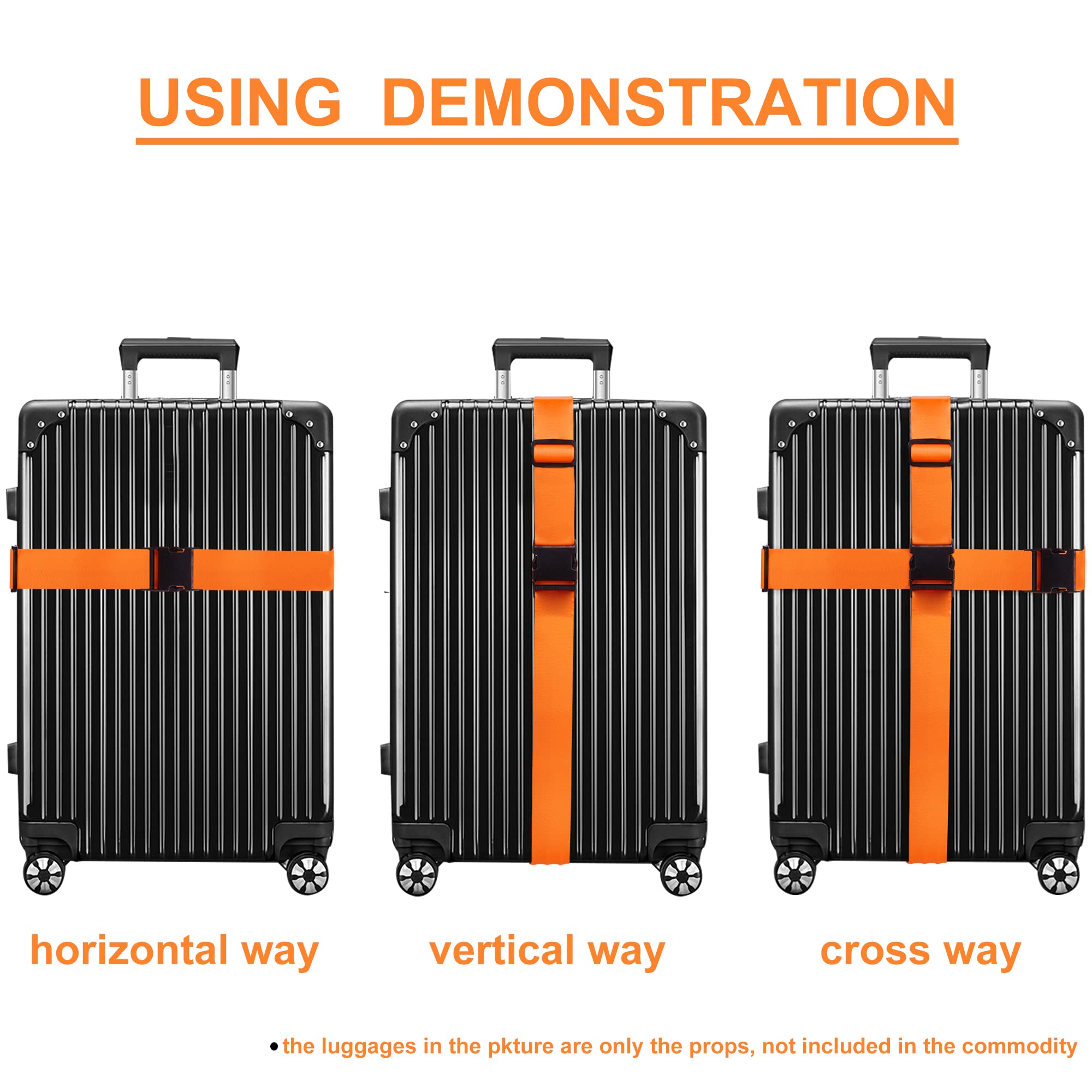 Chelmon Luggage Straps for Suitcases TSA Approved Travel Belt 4 Pack by Chelmon(Orange)