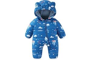 JiAmy Baby Snowsuit Baby Printed Winter Clothes With Flod-Over Girl Boy Hooded Outfits Jumpsuit Coat