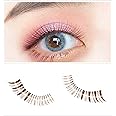 Dorisue Natural false eyelashes Brown Eyelashes 3D Light Color False Eyelashes Short Handmade lashes wispies Natural False Eyelashes Eye Makeup Fake Eyelashes 5 Pairs eyelashes pack
