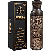 Perilla Home Pure Copper Water Bottle 34 Oz Leak Proof 100% Pure - Ayurvedic Copper Vessel - Drink More Water And Enjoy The Health Benefits Immediately - For Gym, Yoga Bottle Pie Etched