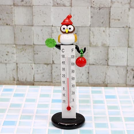 Amazon Co Jp フォーカート かわいい 手作り ガラス細工 温度計 ふくろう Ckk506 ホーム キッチン