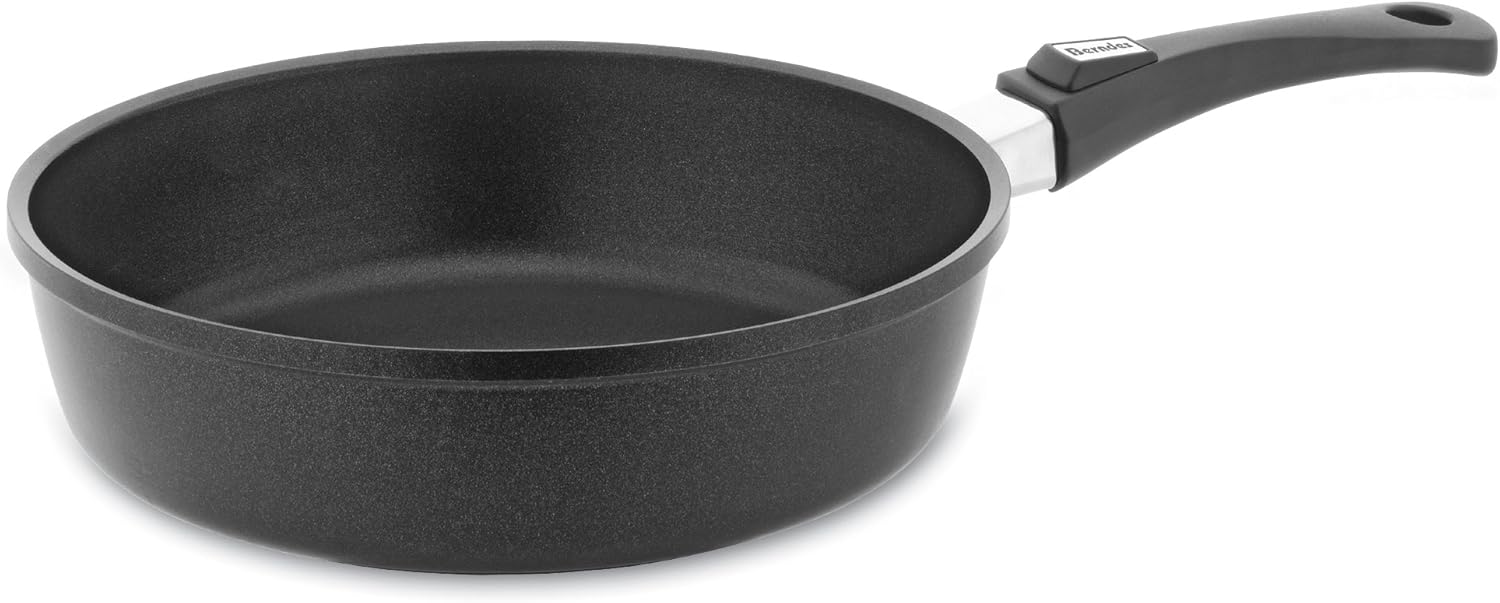 Berndes Schmorpfanne Vario Click 28 cm, Induktion, hoher Rand, Pfanne mit abnehmbarem Stiel, robuster Aluguss, antihaft beschichtet, Black
