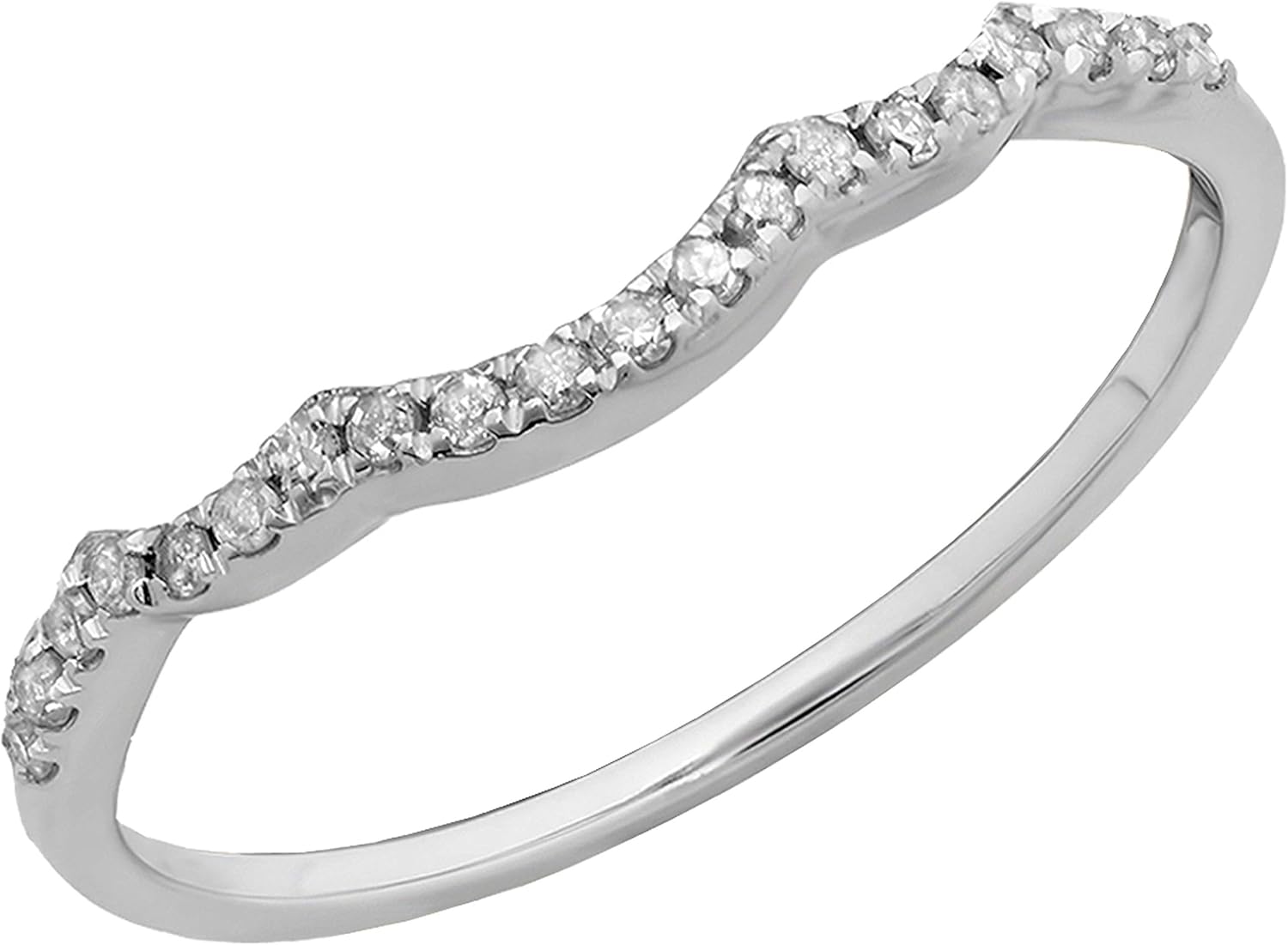 Dazzlingrock Collection 0.12 Carat (ctw) Round White Diamond Ladies Stackable Wedding Contour Guard Band, 10K Gold: Jewelry