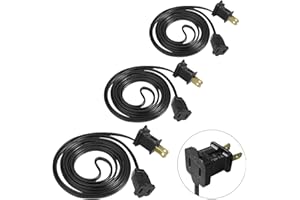 SOTOPOO 3 Pack Black Extension Cord 6 Feet Polarized Halloween Christmas Extension Cord 2 Prong with Polarized Plug for Connect/Extend Halloween Christmas Light, 5Amps, 120Volt, 432Watt (Total 18 Feet)