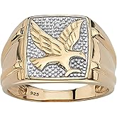 PalmBeach Men's Yellow Gold-plated Sterling Silver Genuine Diamond Accent Two Tone Eagle Ring Sizes 8-13