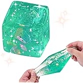 Anboor Stress Balls Cube, Stress Ice Cube Fidget Toy with Blue Ocean Shells Inside, Soft Slow Rise Stress Relief Sensory Toys