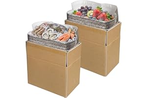 2 Pack Insulated Shipping Box Cold Shipping Boxes with Foil Liner for Perishable Foods Reusable & Foldable Paper Container (8