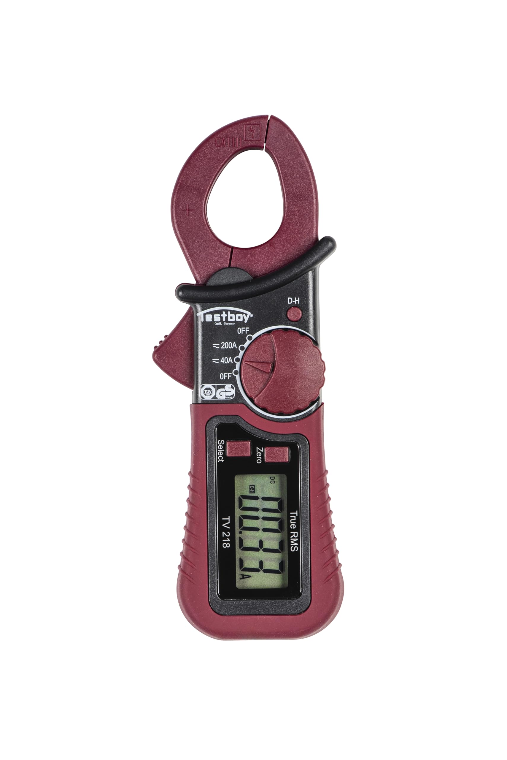Testboy TV 218 Digital Miniature clamp Ammeter (Extremely Compact Design, True RMS, Data Hold Function, LCD), red/Black
