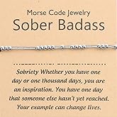 PLITI Sobriety Bracelet - Addiction Recovery Milestone Gift - Morse Code Design - AA Inspired - Sober Badass Style