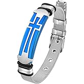 FYNSBLE Cross Bracelet for Men Stainless Steel Christian Cross Bracelet Jesus Wristband Heavy Byzantine Chain Jewelry for Men Father