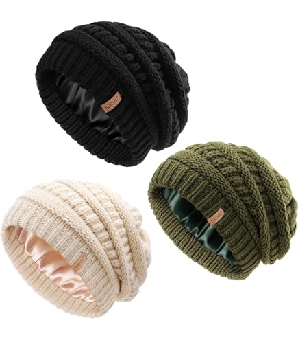 Hicarer 6 Pieces Satin Lined Beanies Women Silk Lined Hat  display picture 3
