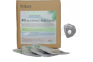 Tribos glass beads blast media, sand blasting media, sand blaster for air compressor - 8 LBS - 3 sandblasting masks (# 9 (80~120Mesh))