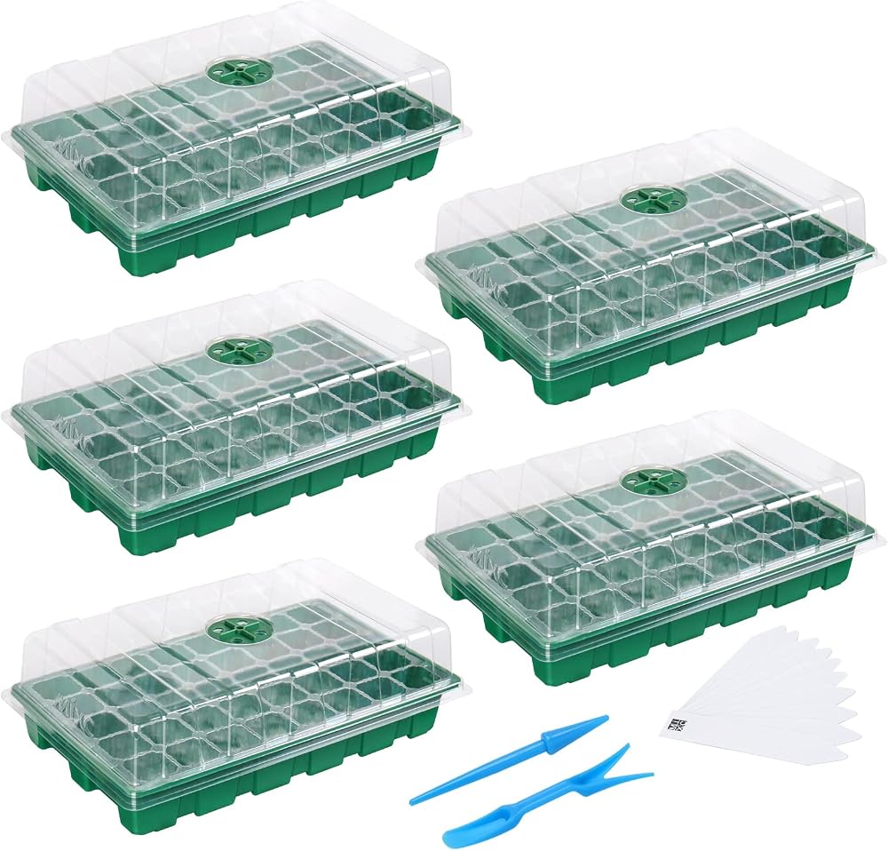 MIXC Seed Trays Propagator 200 Cell Kit with Lids 5 Pack Garden Grow Tray