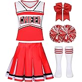 ZGXYZXMY Cheerleader Costume for Girls Cheerleading Outfit Kids Halloween Party Birthday Gift