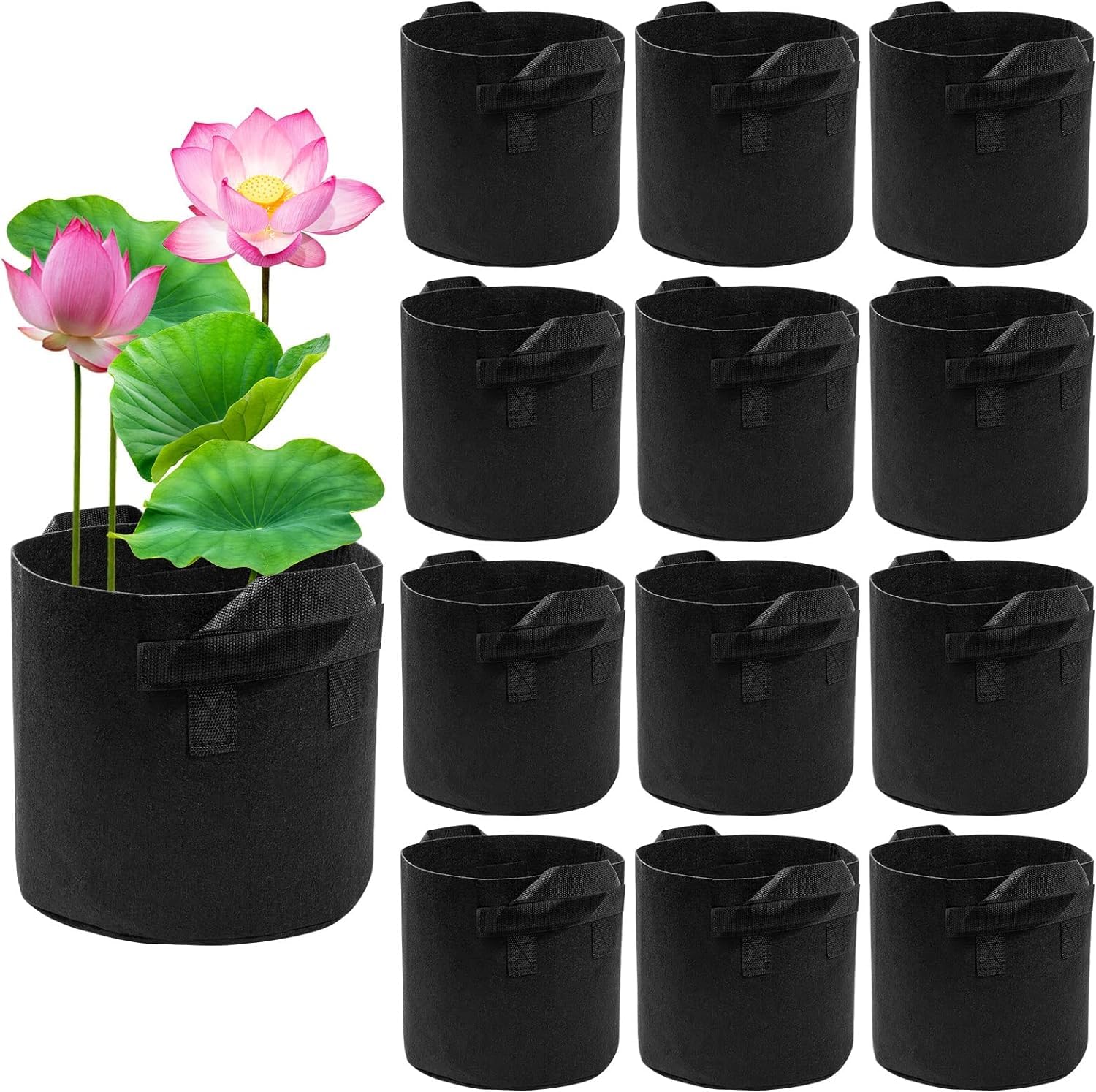 LZMDISU 12Pack Lily Plant Pots for Pond, Aquatic Pond Planter for Pond, Breathe Reusable Fabric Plant Pots for Aquatic Plants, Potato, Carrot, Onion, Flower