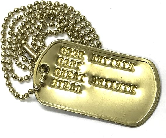 Amazon Co Jp 名言 ことわざ ドッグタグ Idタグ 優秀な芸術家は模倣し 偉大な芸術家は盗む Dp 010g Usa製 Dogtag 服 ファッション小物