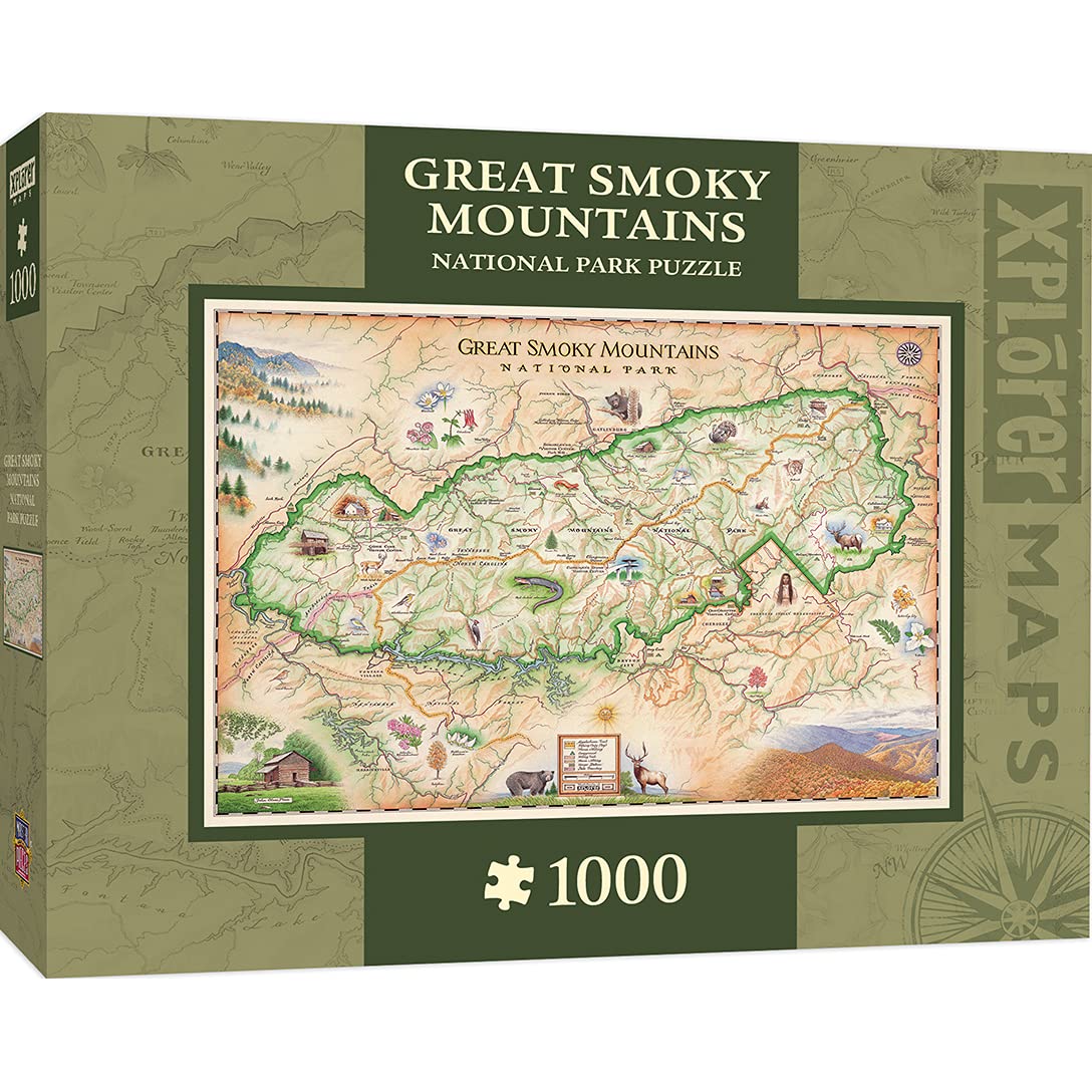 MasterPieces Xplorer Maps 1000 Puzzles Collection - Great Smoky Mountains Map 1000 Piece Jigsaw Puzzle