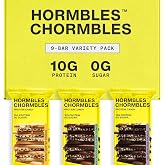 Hormbles Chormbles Protein Candy Bars, Variety Pack, 10g Protein, 9 Pack | Milk Chocolate, Peanut Butter &amp; Salted Fudge flavors, 0g Sugar, Crunchy Pieces, Sugar Free Snack or Dessert