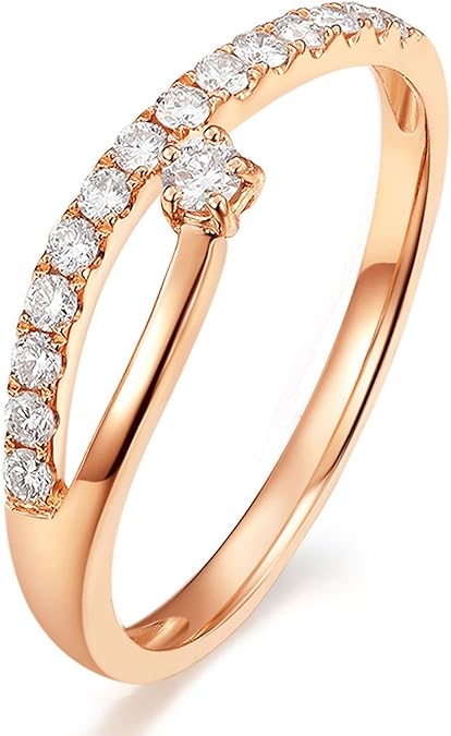 Carat 2mm 1stdibscdn KnBoB 18 Carat (750) Gold Ring for Women Simple White Round 0.22 Carat