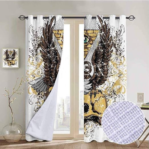 Amazon Com Vanfanhome American Eagle On Skull Blackout Curtains