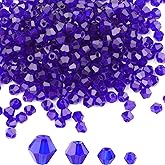 Yholin 400pcs 4mm Bicone Crystal Beads Bulk -Faceted Glass Bead,Loose Spacers Beads for Jewelry Making, DIY Necklace, Bracelet,Earring(Purple)