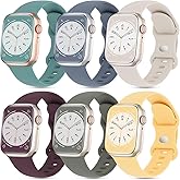6 Pack Silicone Sport Bands Compatible with Apple Watch Band 38mm 40mm 41mm 42mm 44mm 45mm 46mm 49mm Women Men, Soft Strap Waterproof Wristband for iWatch Series 10 9 8 7 6 5 4 3 2 1 Ultra SE