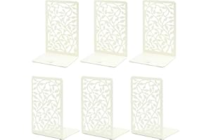 CNK Book Ends Bookends for Decorative Books Holder Bookend Shelves End Hold Heavy Duty Holders Stoppers Metal Stopper Cute Boho Bookshelf Holds Cookbook Office Home Set of 6 Bookends Pair White