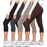 VALANDY Creamlush 4 Pack Capri Leggings for Women-High Waisted Stretchy Soft Yoga Lounge Pants(S-3XL)