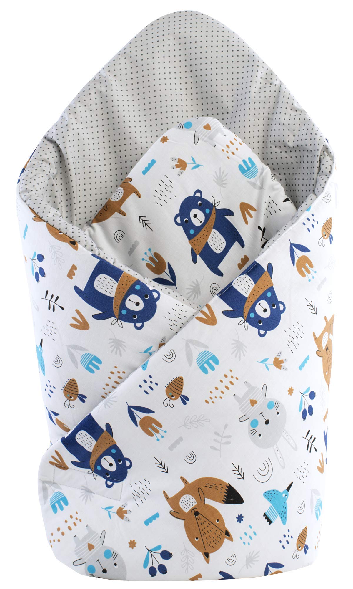 Medi Partners Swaddling Blanket Pillow 100% Cotton 75x75cm Sleeping Bag Double Sided Soft All Year Round Multifunctional Anti-Allergic Babies (Boho Animals) — image 1