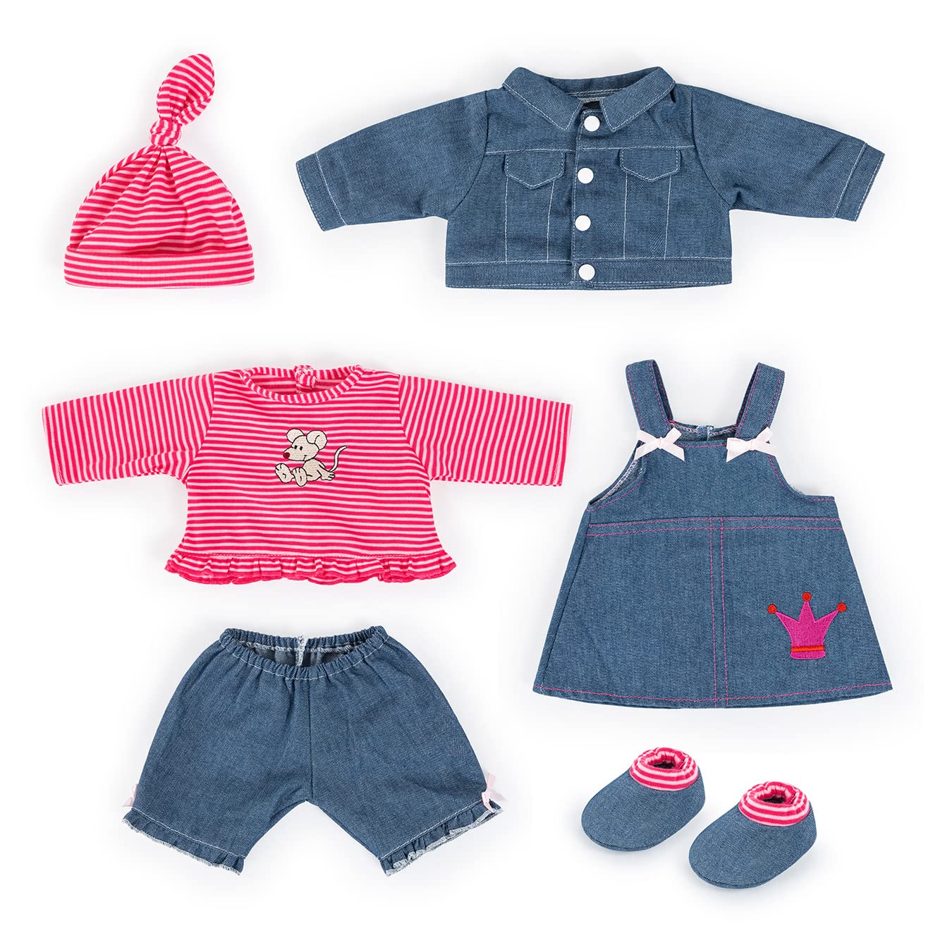 Dolls clothing 16 to 18 inch, shoes, jacket, jeans dress, trousers, cap, accessory