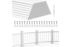 BLIKA 100 Pack 36" Aluminum Deck Balusters with Anti-UV Baluster Connectors, 3/4" Diameter Round Aluminum Balusters for Deck Railing, White