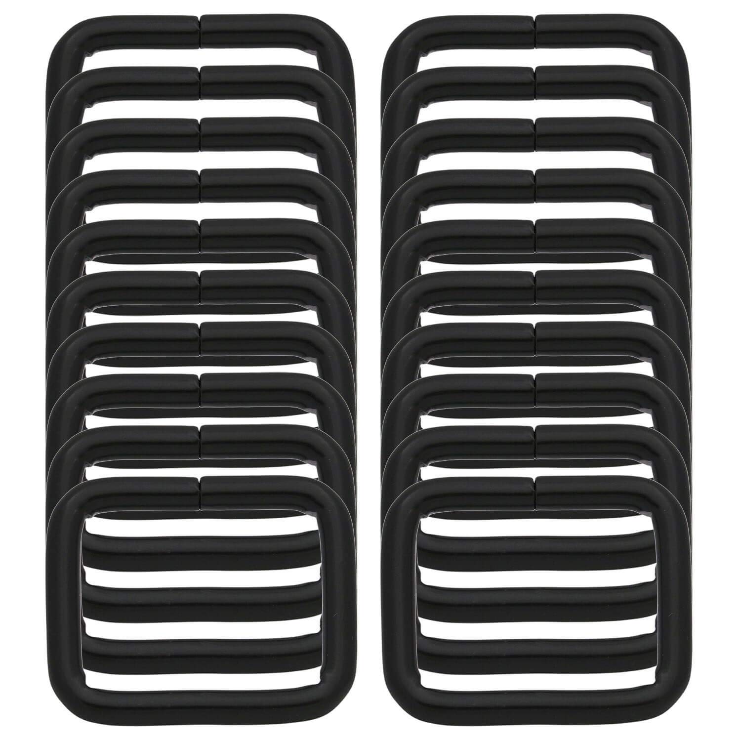 BIKICOCO Metal Rectangle Ring Buckles Square Strap Webbing Belt Rings for Bag Purse Non Welded 1 x 3/4 Inch, Black, Pack of 20
