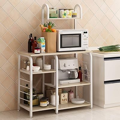 Lixiliw Bakers Rack Microwave Stand with 4-Tier Storage Shelf