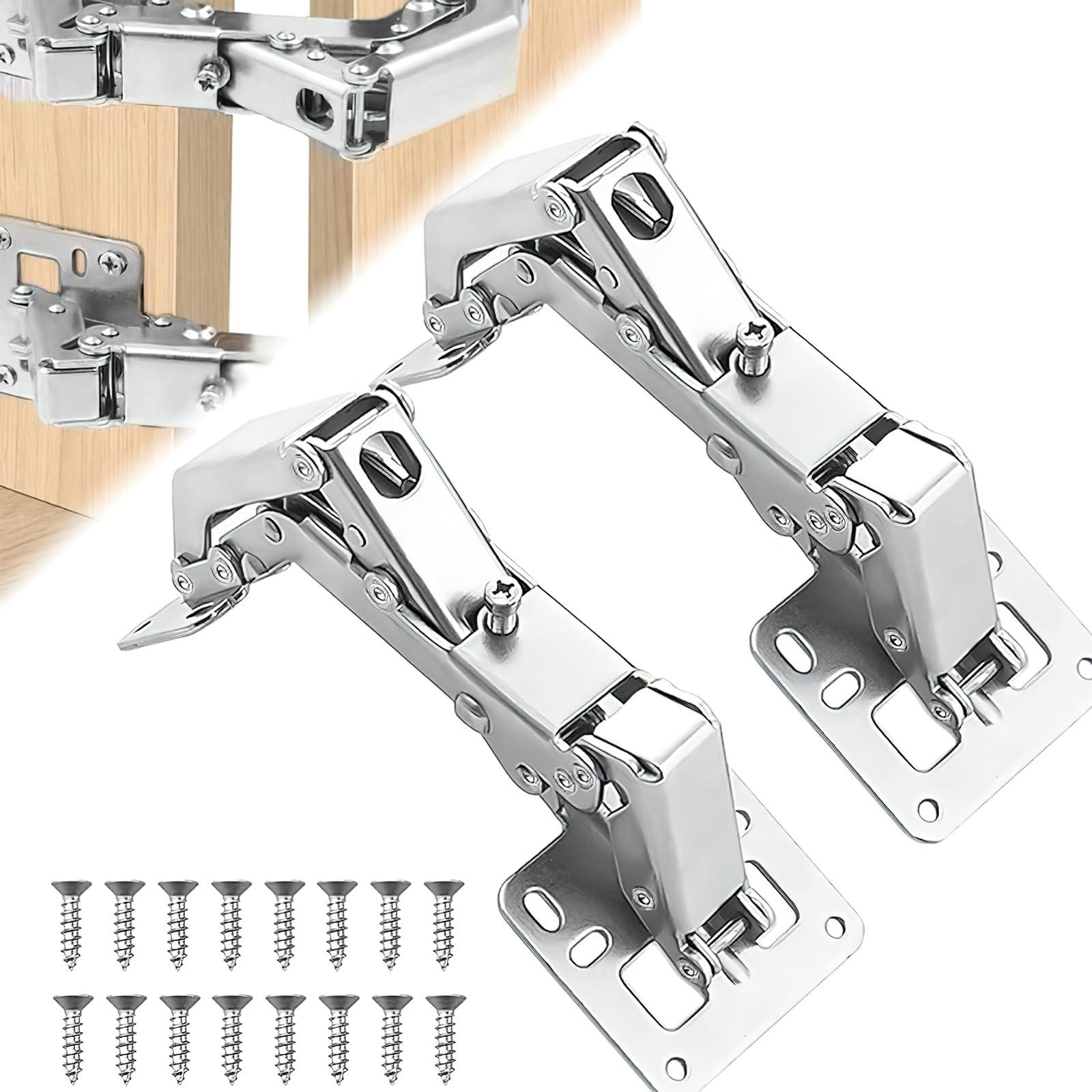 Ulsam 2pcs Soft Close Cabinet Hinges, 170 Degree Concealed Cupboard Wardrobe Doors Hinges with Screws, Heavy Duty Inset Hinge for Various Cabinet Doors (Full Overlay)