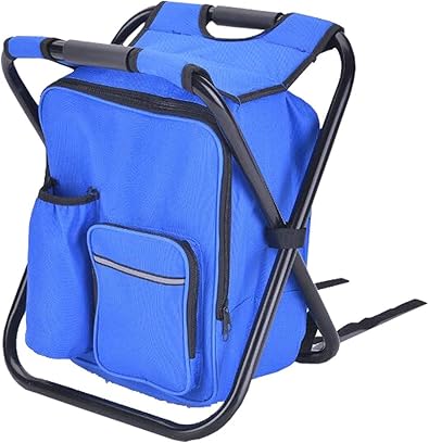 Amazon Co Jp アウトドアチェア 折り畳み椅子付きリュックチェアバックパックチェア防水 釣り キャンプ用品 保冷 保温 ブルー シューズ バッグ
