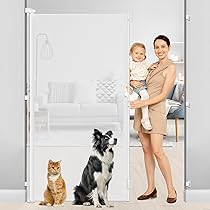 Amazon 72 Inch Extra Tall Retractable Baby Gates for Doorways 55 Inch Wide Extra Tall Pet Gate Indoor Cat Barrier 6 Foot Wall Mounted Baby Gates for Dogs 6 Ft Retractable Gate
