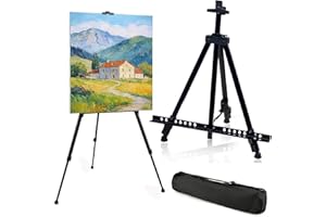 Art Easel Stand for Painting and Sign, 66 Inch Metal Tripod Adjustable Portable Easels for Display, Height from 17 to 66 Inch