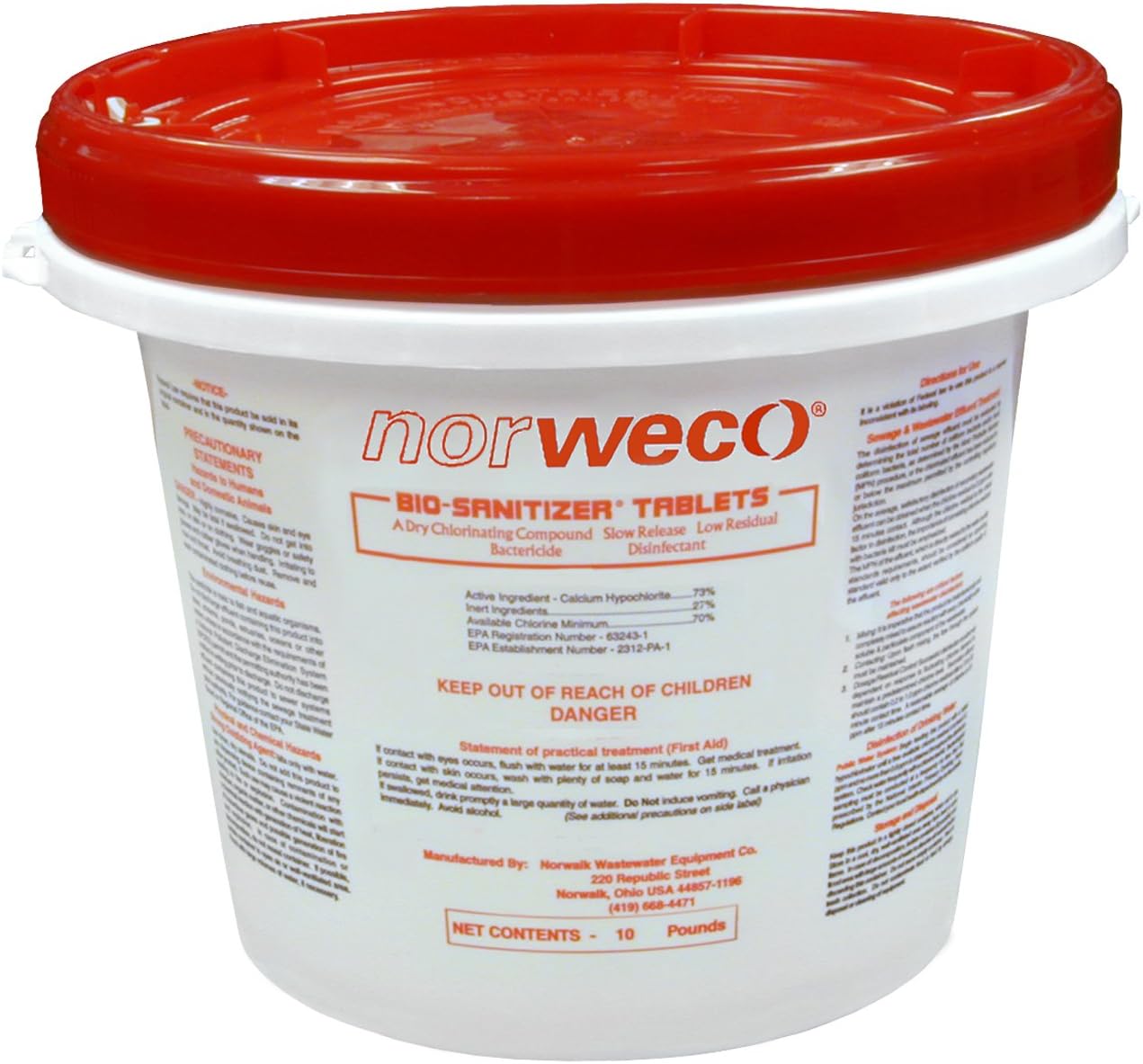 Norweco Biosanitizer Septic Chlorine Tablets 10lb 70 Minimum