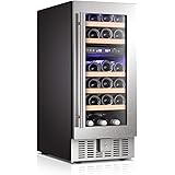 Antarctic Star 15" Wine Cooler Beverage Refrigerator Beer Mini Fridge 28 Bottles Dual Zone Built-in Freestanding Stainless St
