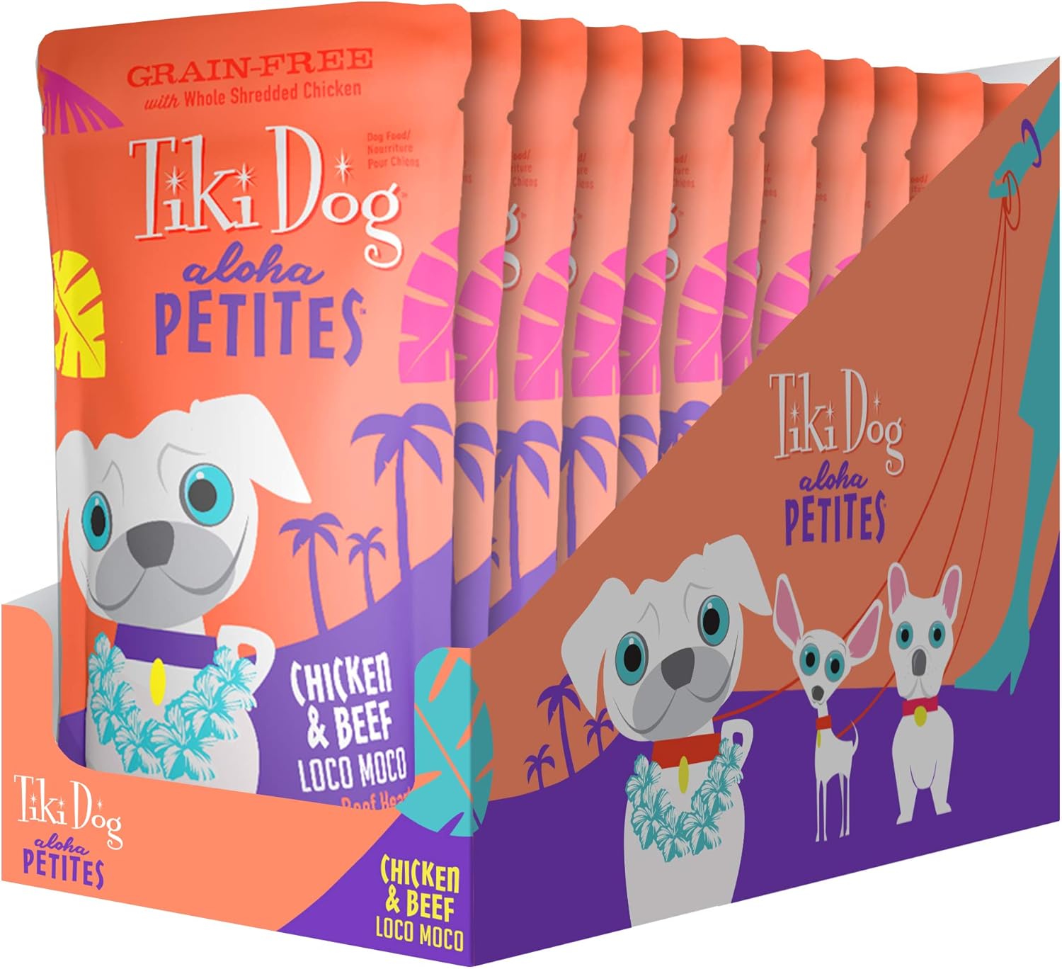 Tiki Pets Aloha Petites Grain Free Wet Dog Food, Pouches with Shredded Meat & Superfoods for Small or Large Dog Treats