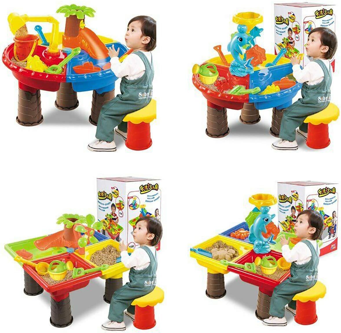 Sand and Water Table, Sand Water Play Table, Shovel Spade Watering Can Various Hand Tools, Kids Outdoor Beach Garden Sandpit Toys Set, Sandbox Toys for Toddlers, Children Educational Toy
