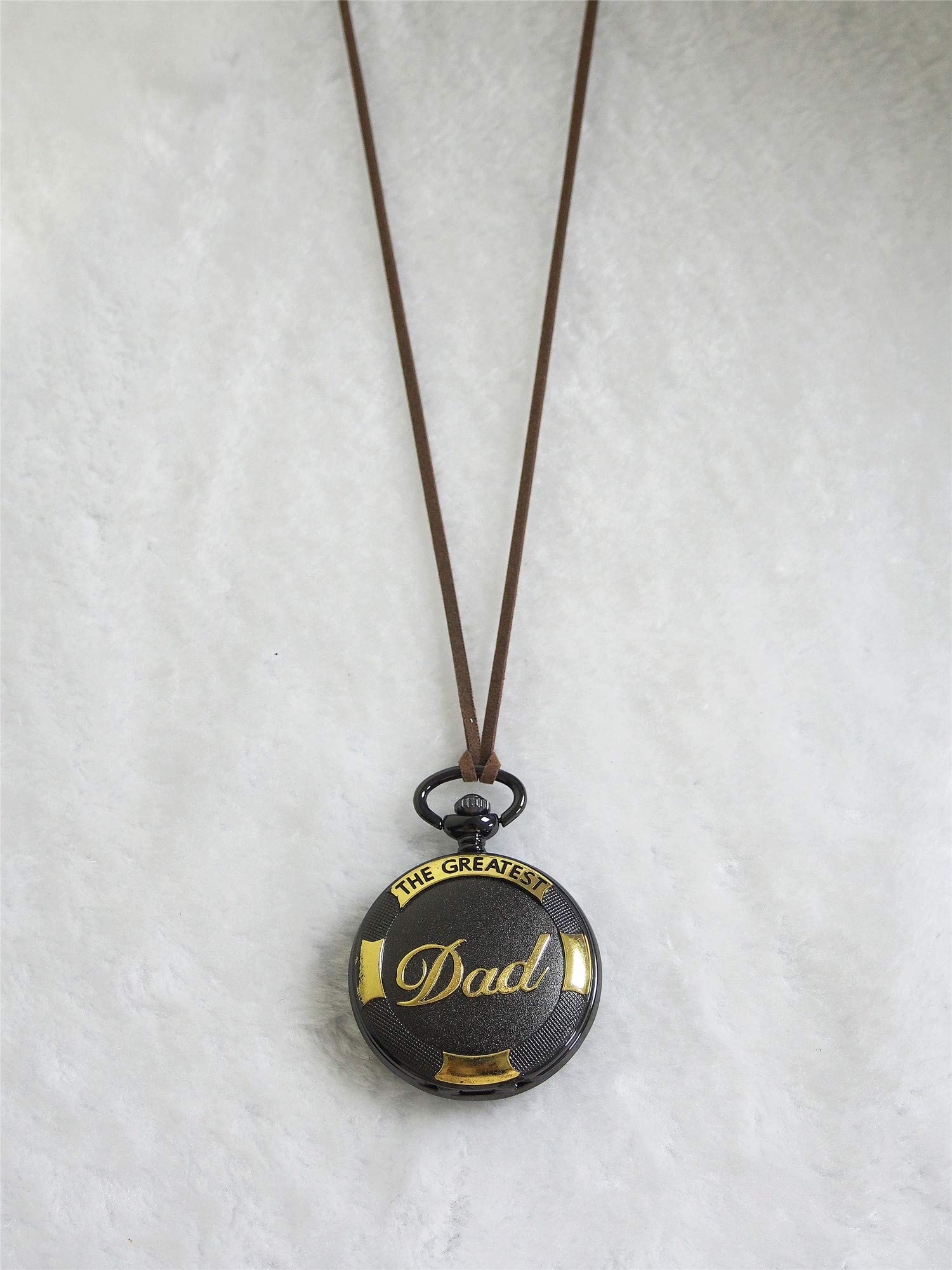 SEWOR Father\'s Day Quartz Pocket Watch Shell Dial Gold & Sliver Case Family Xmas Gift (Black Dad)